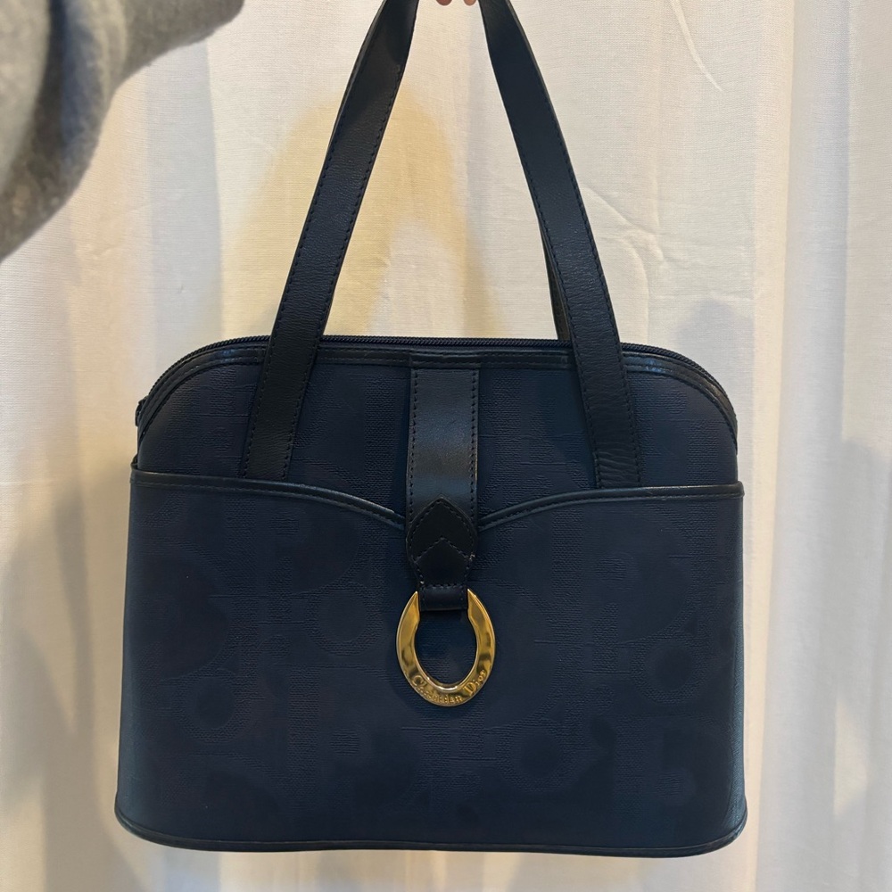 Christian Dior navy logo mini tote bag